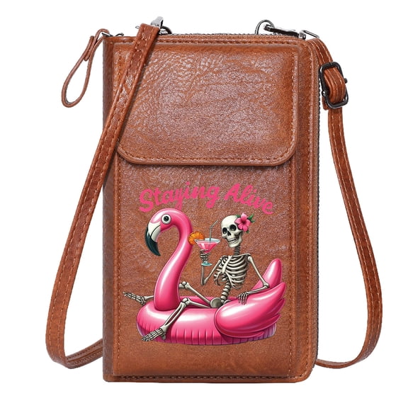 OIDERY Personalized Small Bags with Pocket Lightweight Women's Shoulder Bag surrealism pink flamingo skeleton Ideal Holiday Gift Season Gifts