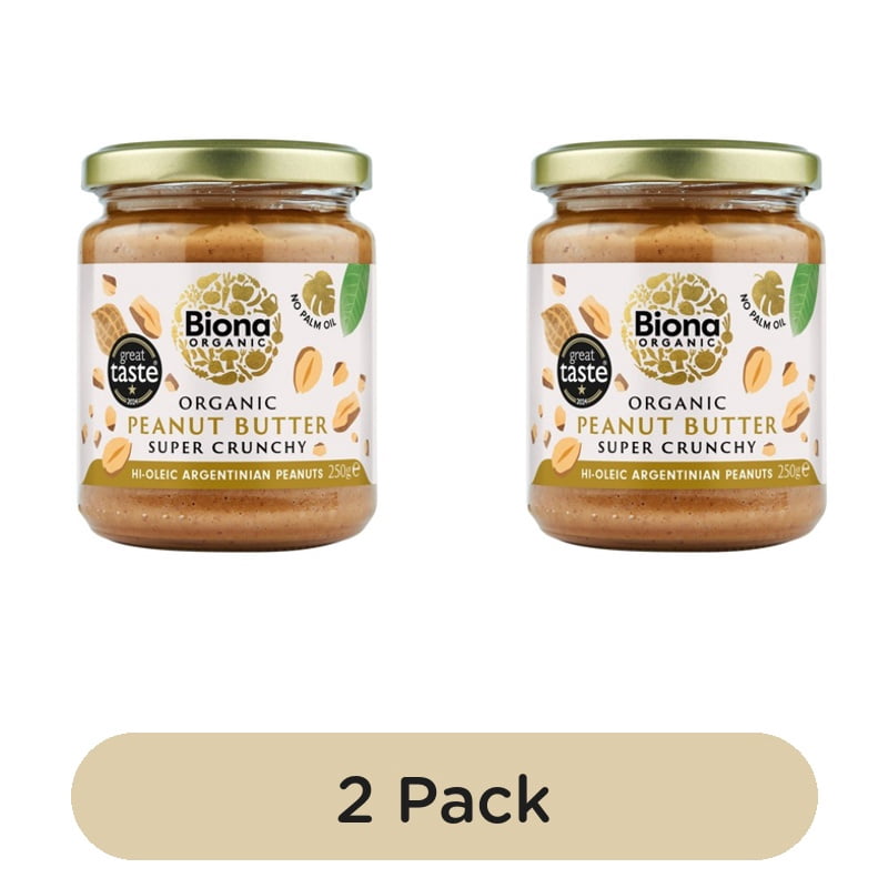 Biona Organic Hi Oleic Super Crunchy Peanut Butter 250g, British Import (Pack of 2)
