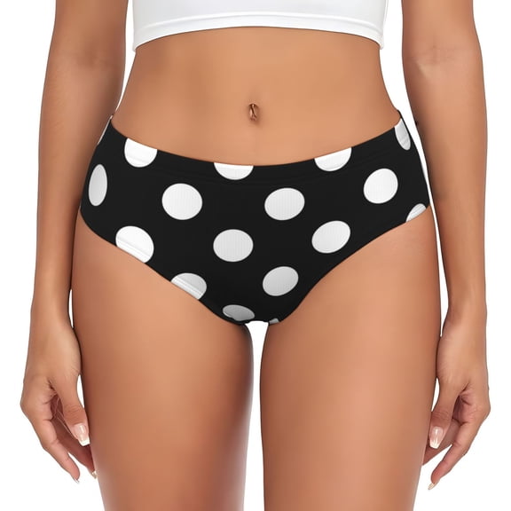Womens Underwear - Black and White Polka Dot No Show Seamless Underwear for Women, Stretch Women's Panties, Hipster Soft Comfort Ladies Panties Bikini Underwear Briefs