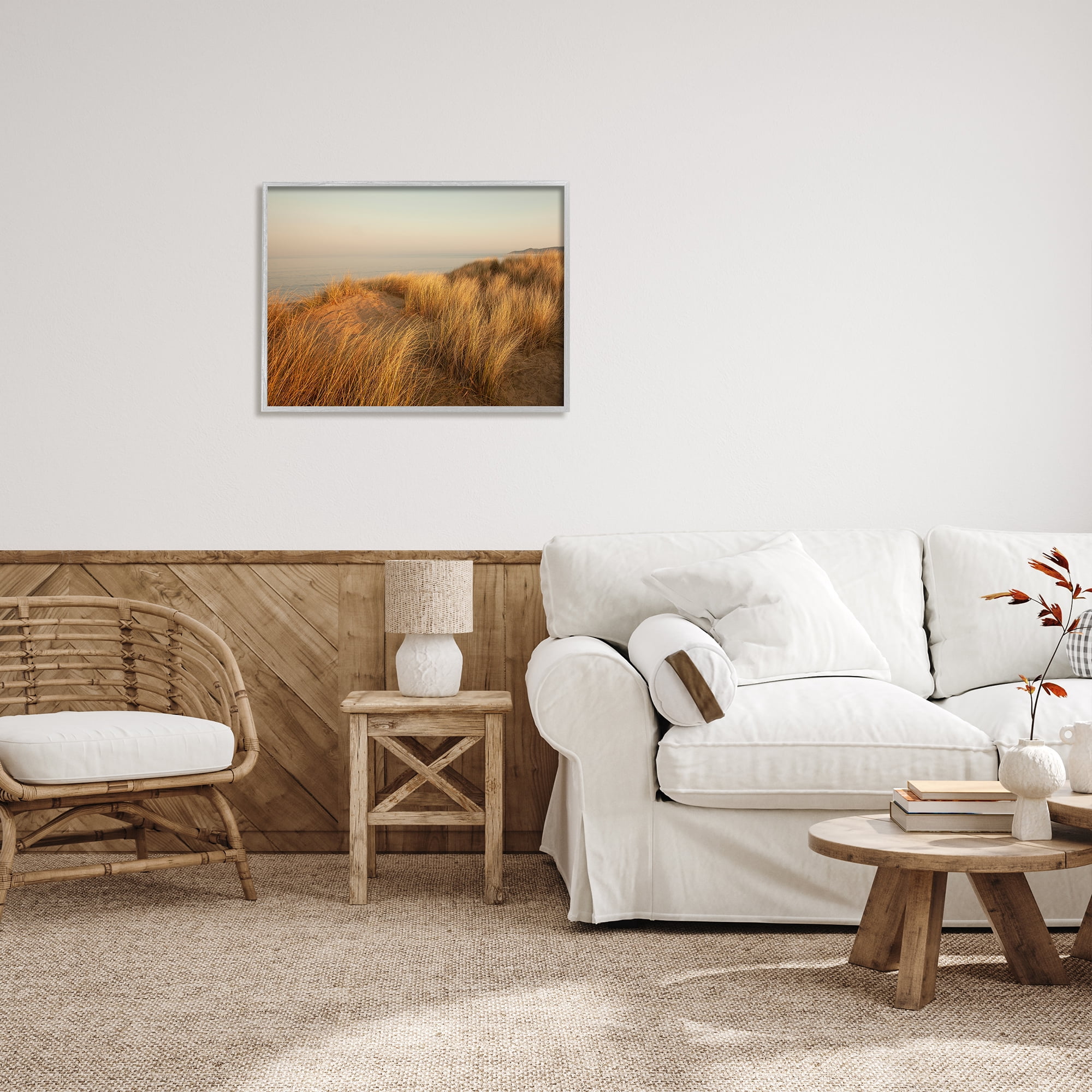 Stupell Indtries Ocean Cliff Sunset Sun Bleached Grass Seaside Photography,30 x 24,Design by Ian Winstanley