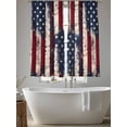 thumbnail image 5 of Independence Day Sheer Curtains 2 Panels Set U.S. Flag Themed Five-Pointed Star Retro Wood Grain Sheer Window Curtains Light Filtering Rod Pocket Voile Drapes for Bedroom Living Room 52"x63", 5 of 9