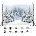 thumbnail image 4 of Winter Scene Backdrop Wonderland Snowy Forest Snowflake Home Photography Background Glitter Falling Snow Christmas Tree Xmas New Year Party Decorations Banner Photo Booth Props, 4 of 4