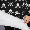 thumbnail image 3 of Oversized Wearable Blanket Hoodie,Black White Skull Cross Pattern Sherpa Blanket Hoodie with Super Pockets,Super Warm Fuzzy Pullover for Women & Men, 3 of 6