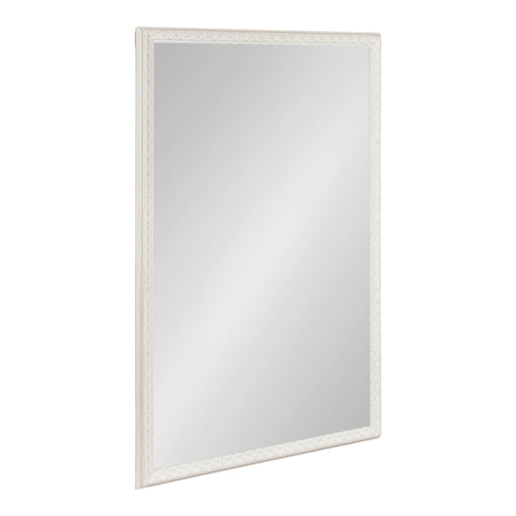 Kate and Laurel Johann Traditional Rectangle Wall Mirror, 24 x 36, Soft White, Vintage Ornate Bathroom Vanity Mirror with Embossed Frame and Light Textured Finish