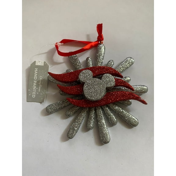 Disney Cruise Line Mickey Icon Glitter Snowflake Christmas Ornament New with Tag