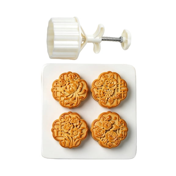 Aluhayos Hand Press Moon Cake Molds 150G Set Four for Home