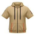 thumbnail image 3 of Puliio Men's Short Sleeve Full Zip Multi Pocket Hooded Lightweight Hooded Outdoor Dailywear Sweat Top, 3 of 3