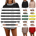 thumbnail image 3 of Women's Oversized Colorblock Crew Neck Sweatshirt Plaid Trim Patchwork Long Sleeve Loose Fit Pullover Top Cozy Featuring Playful Gingham Contrast Cuffs and Collar,Soft Casual Tunic Style. Khaki, 3 of 6