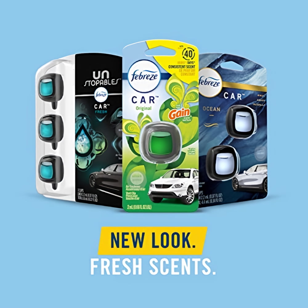 Febreze Car Vent Clip Linen & Sky Air Freshener (Pack of 20)