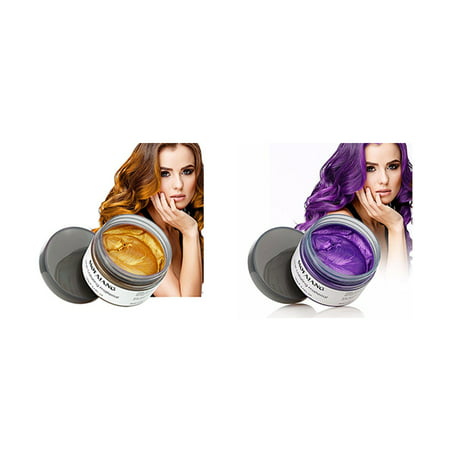 Mofajang Hair Wax 2 Colors Kit Temporary Hair Color Easy to Rinse Out Hair Coloring Cream Mud Dye - Yellow, (Best Way To Rinse Out Hair Dye)