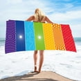thumbnail image 4 of 1Pc Beach Towel Microfiber Beach Towel Ultra Light Stripe Rainbow Pattern Bath Towel Sand Proof Beach Blanket Travel Multipurpose Towel 75 X 150 Cm Bath Towel, 4 of 5