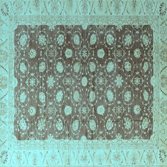 Ahgly Company Indoor Square Oriental Light Blue Traditional Area Rugs, 3' Square