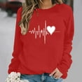 thumbnail image 4 of Zedker Women's Hoodless Sweatshirt Valentine's Days Women Heart Grahic Long Sleeve Crewneck Shirt Casual Valentines Gifts Pullover Red M, 4 of 6
