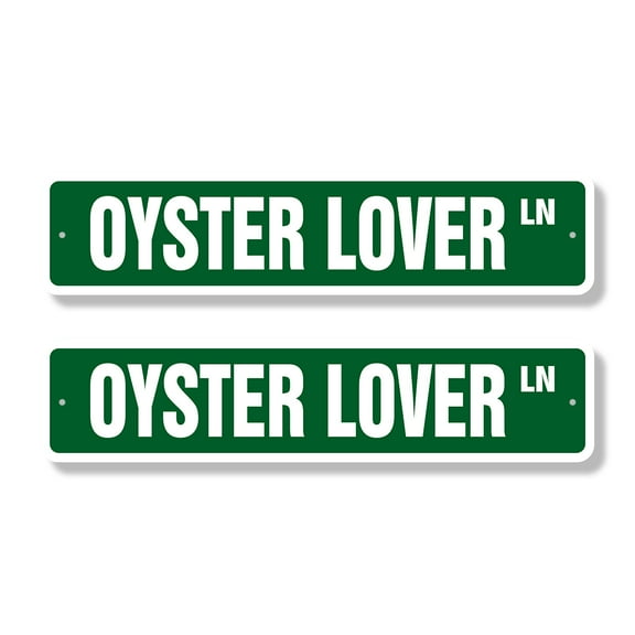 OYSTER LOVER Classic Street Sign (2 Pack) Childrens Name Room Sign Road Sign | 4" X 18" Plastic Address Sign