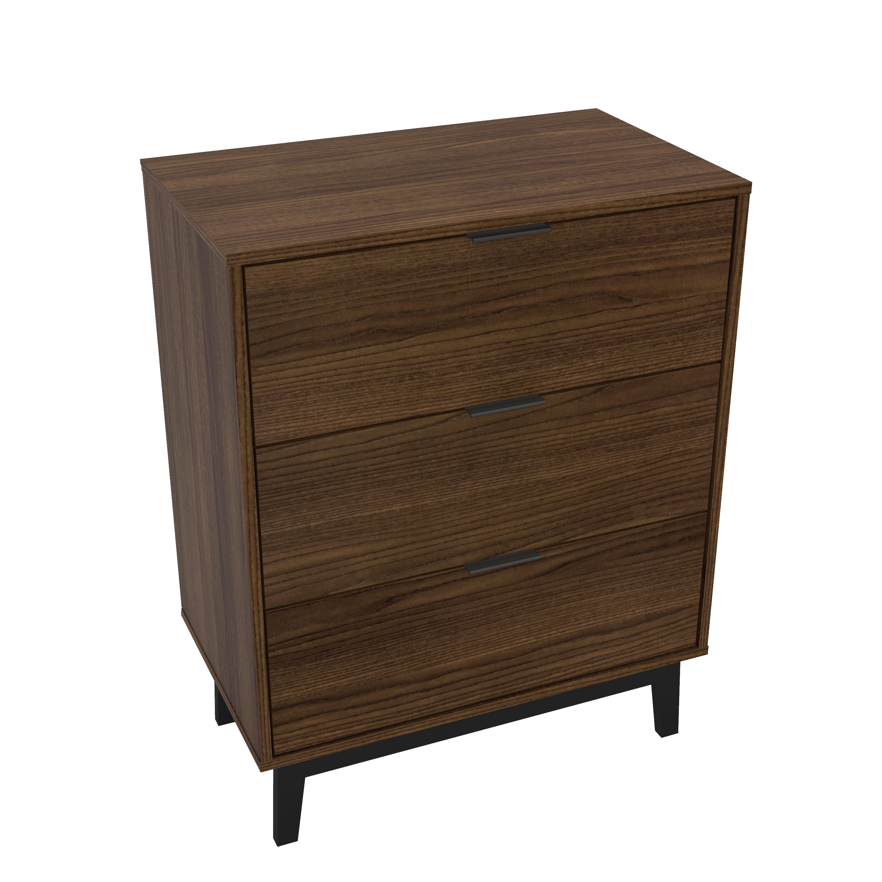 Polifurniture Victoria Modern 3 Drawer Wood Dresser, Walnut