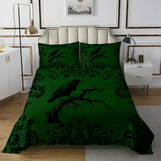 Erosebridal Couvre-Lit Réversible Hippie Damassé Rustique Corbeau Tribal Bohémien Lit Simple