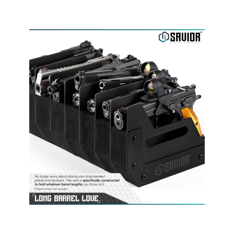 Savior Equipment 8 Slot Pistol Rack, Black, 7in H x 16.5in L x 9.5