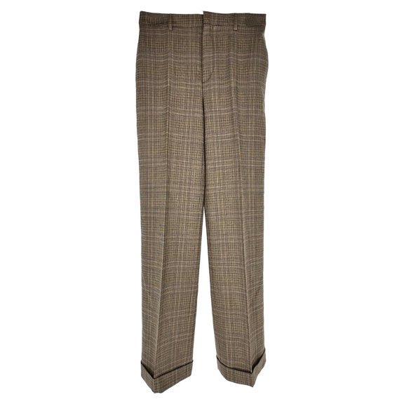 Pre-Owned Celine Prince Of Wales Checkered Trousers Brown Wool