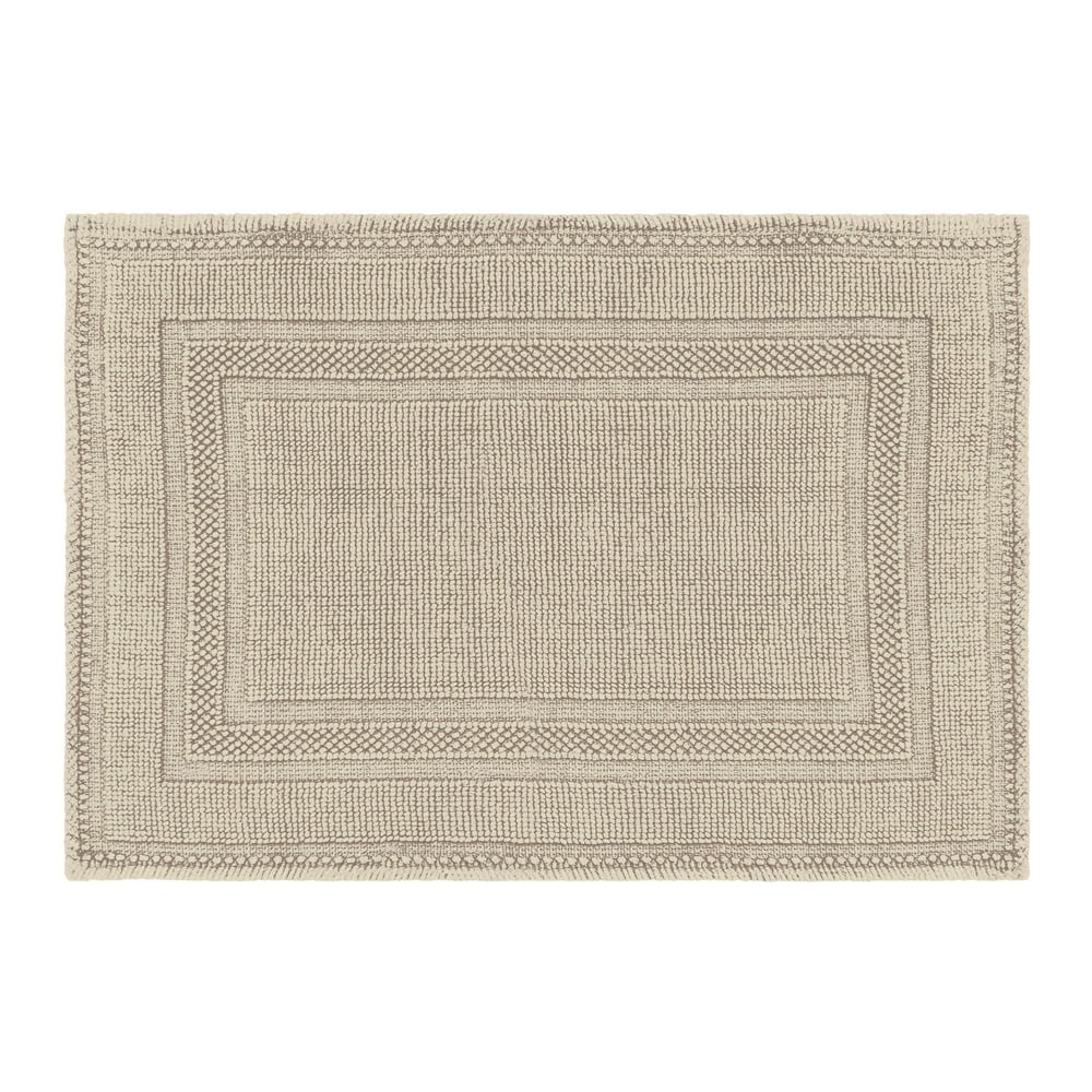 Jean Pierre Cotton Stonewash Racetrack 17x24 in. Bath Rug, Taupe Gray ...