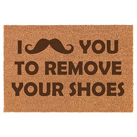 Coir Door Mat Entry Doormat Funny I Mustache You To Remove