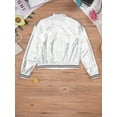 thumbnail image 5 of Hansber Kids Girls Shiny Hip Hop Jazz Dance Jacket Coat Stand Collar Long Sleeve Zipper Outerwear Silver 16, 5 of 8