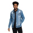 thumbnail image 3 of Victorious Men's World Tour Casual Distressed Denim Jean Jacket DK191 - Indigo - 3X-Large, 3 of 5