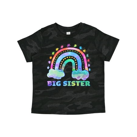 

Inktastic Big Sister Watercolor Rainbow with Clouds Girls Toddler T-Shirt