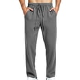 thumbnail image 3 of Lmnyox Men's Sweatpants Wide Leg Solid Color Elastic Waist Drawstring Sports Pants Loose Textured Joggers with Pockets, 3 of 9
