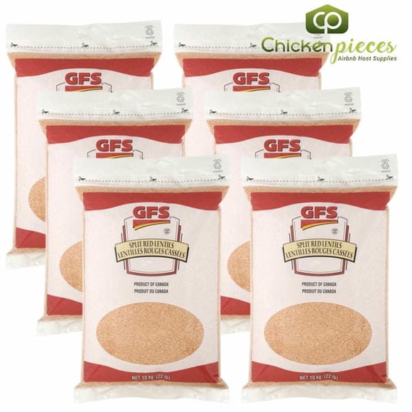 CP Gordon Lentilles Rouges Séchées Décortiquées Sac Vrac Service Alimentaire 10kg/22,05lb (Lot de 6)-TOTAL 60KGS