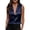 Navy, variant on Women's Solid Color Satin Sleeveless Top with Deep V Neck and Turn Down Lapel Collar, Elegant Casual Blouse, for Summer Daily Wear or Office Outfits Beige