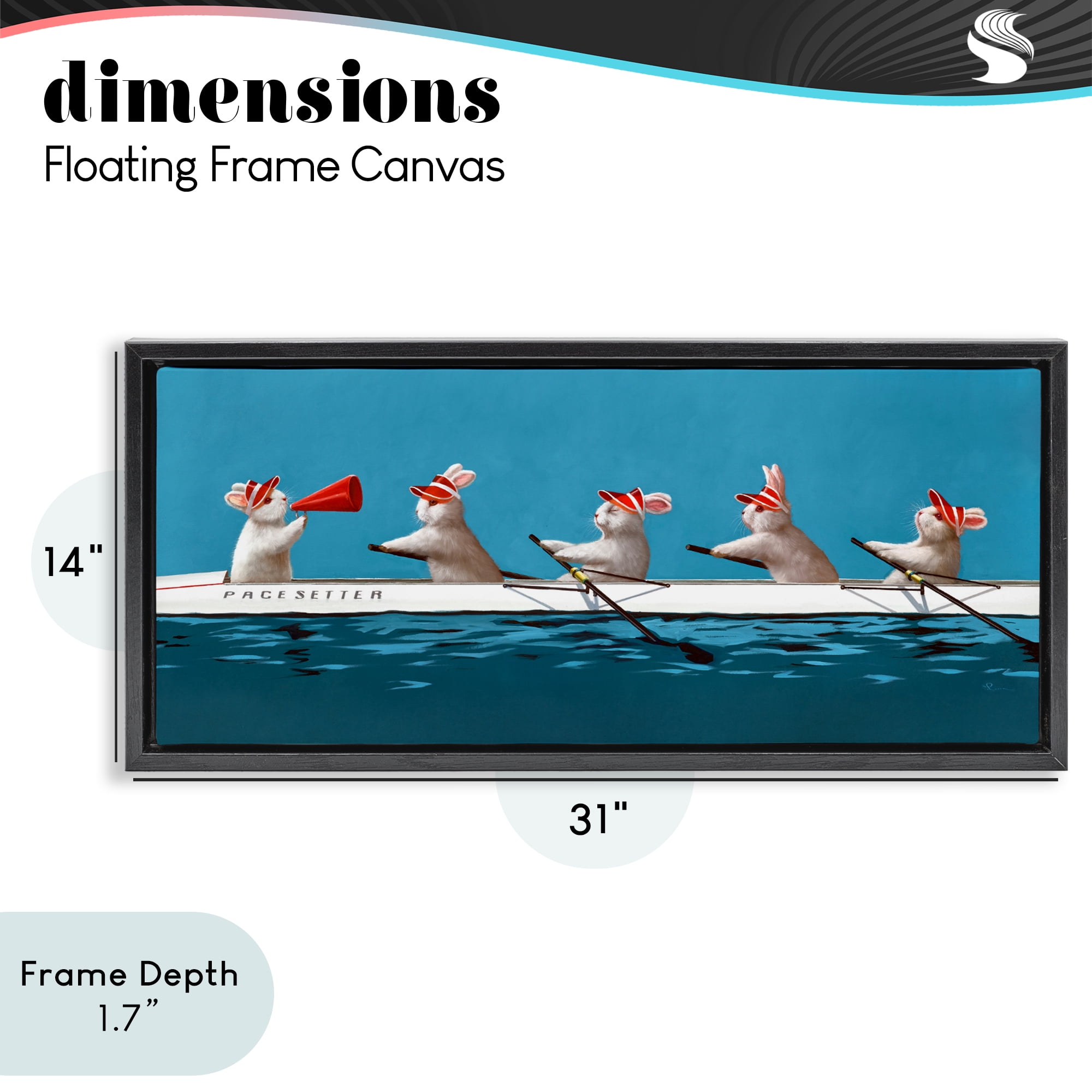 Stupell Industries Bunnies In The Boat Black Framed Floater Canvas Wall Art, design by Lucia Heffernan