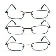 thumbnail image 2 of EYE ZOOM 3 Pack Classic Spring Hinges Rectangular Metal Reading Glasses for Men and Women, Black, +3.00 Strength, 2 of 5