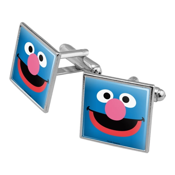 Sesame Street Grover Face Square Cufflink Set - Silver or Gold