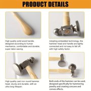 Two-Sided Chasing Hammer - 10.63 Inches Wooden Handle, 2.25” Steel Head with a 14mm Ball Pein & 1.1/ 28mm Domed Face - Tool Used to Add Texture and Dimension to Metalwork