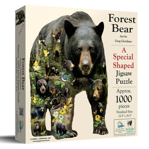 SUNSOUT INC - Forest Bear - 1000 pc Special Shape Jigsaw Puzzle by Artist: Giordano Studios - Finished Size 25.5" x 35.5" - MPN# 96033