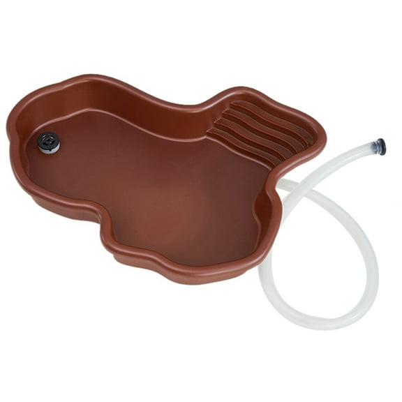 Reptile Bathing Pool Amphibians Accessories with Ramp Reptile Water Bowl for Tortoise Turtle Hamster Leopard,B