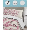 thumbnail image 4 of Quilts Full Size Bedding Set, Spring Flowers Lightweight Quilted Comforter, Pink Cherry Blossom Branches Plants Beige Soft Reversible Bedspread Coverlet with Pillow Covers for All Season, 78" x 90", 4 of 7