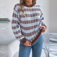 thumbnail image 4 of Fall Womens Sweaters Classic Argyle Striped Knitted Pullover Casual Long Sleeve Crew Neck Vintage Preppy Style Sweater, 4 of 6
