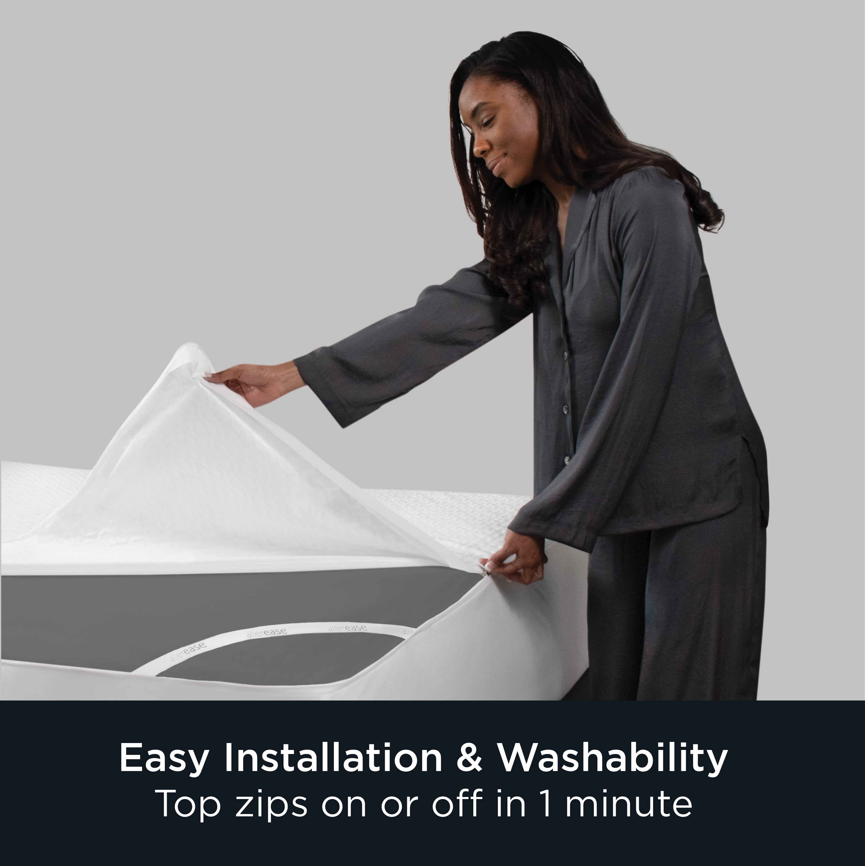 AllerEase Platinum Mattress Cover Protector, Twin XL- ZipOff Top, Waterproof, Allergen