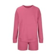 thumbnail image 4 of Kaemgyyd Women's Two Piece Lounge Sets Fall Long Sleeve Pullover Top and Shorts Matching Outfits Texture Tracksuit, 4 of 7