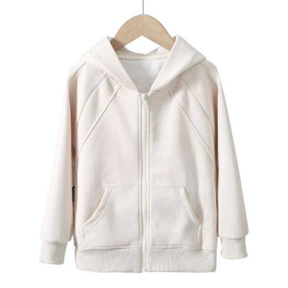 LYMAYTER Kids Hooded Jacket Boys Girls Long Sleeve Zipper Outerwear Toddler Spring Fall Cotton Cardigan Coat for 5-15 Years