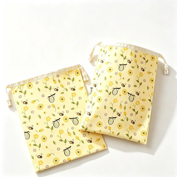 2 Pack Beeswax Bread Bags for Homemade Sourdough Bread Storage Large 17x13 Reusable Cotton Bread Bags for Bakery Loaf Fresh Keeper with Handle Washable Kitchen Storage Gift(Yellow)