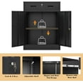 thumbnail image 6 of Metal Storage Cabinet, Locking Storage Cabinet with Doors and 1 Drawer, Metal Cabinets for Office/Home/Garage 36.2" H x 28" W x 15.7" D (Black), 6 of 6