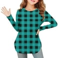 thumbnail image 2 of Ltctricy Girls' Tunic Tops Long Sleeve Crew Neck Curved Hem Plaid T-Shirts Soft Casual Tee Blouses for Children 3-12 Y(Mint Green,4-5 Years), 2 of 6