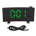 thumbnail image 1 of Radio Projection Alarm Clock LED Display Electronic Clock Curved Screen Digital Alarm Clock Black Body Green Letters, 1 of 4