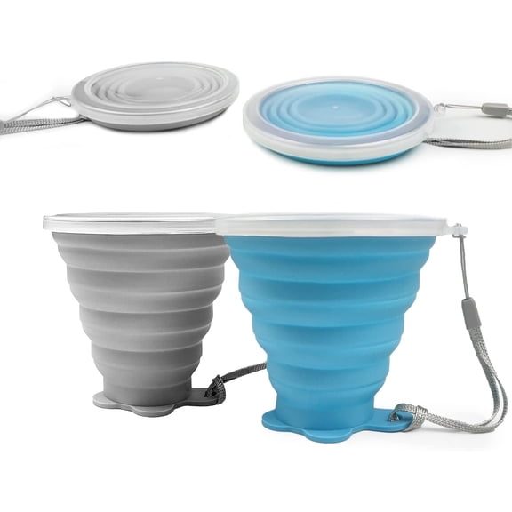 Silicone Collapsible Folding Expandable Travel Mugs with Lids