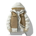 thumbnail image 2 of Mens Fall And Winter Color Collision Cotton Jacket Jacket Casual Special Paragraph Zipper Double Pockets Long Sleeved Hooded Cotton Jacket Jacket, 2 of 9