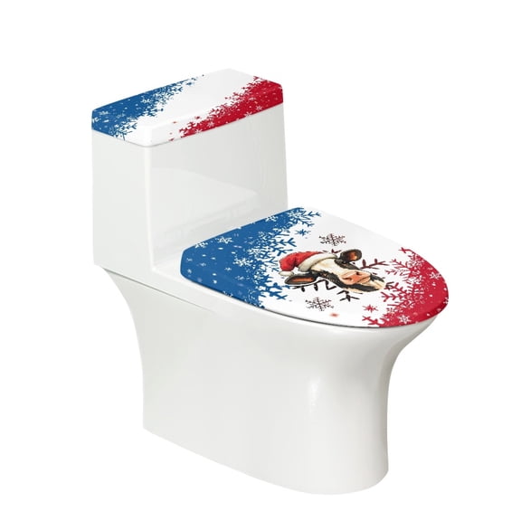 HELLHERO Christmas Cow Pattern Toilet Seat Protector 2 Piece Set Stylish for Hotel Home, Elastic Bottom