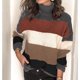 thumbnail image 2 of Suéteres Para Mujer Otoño Invierno Suéter A Rayas Suéter de Cuello Alto Casual Patchwork Manga Larga Abrigo de Punto Grueso Odeerbi ODB178312, 2 of 6