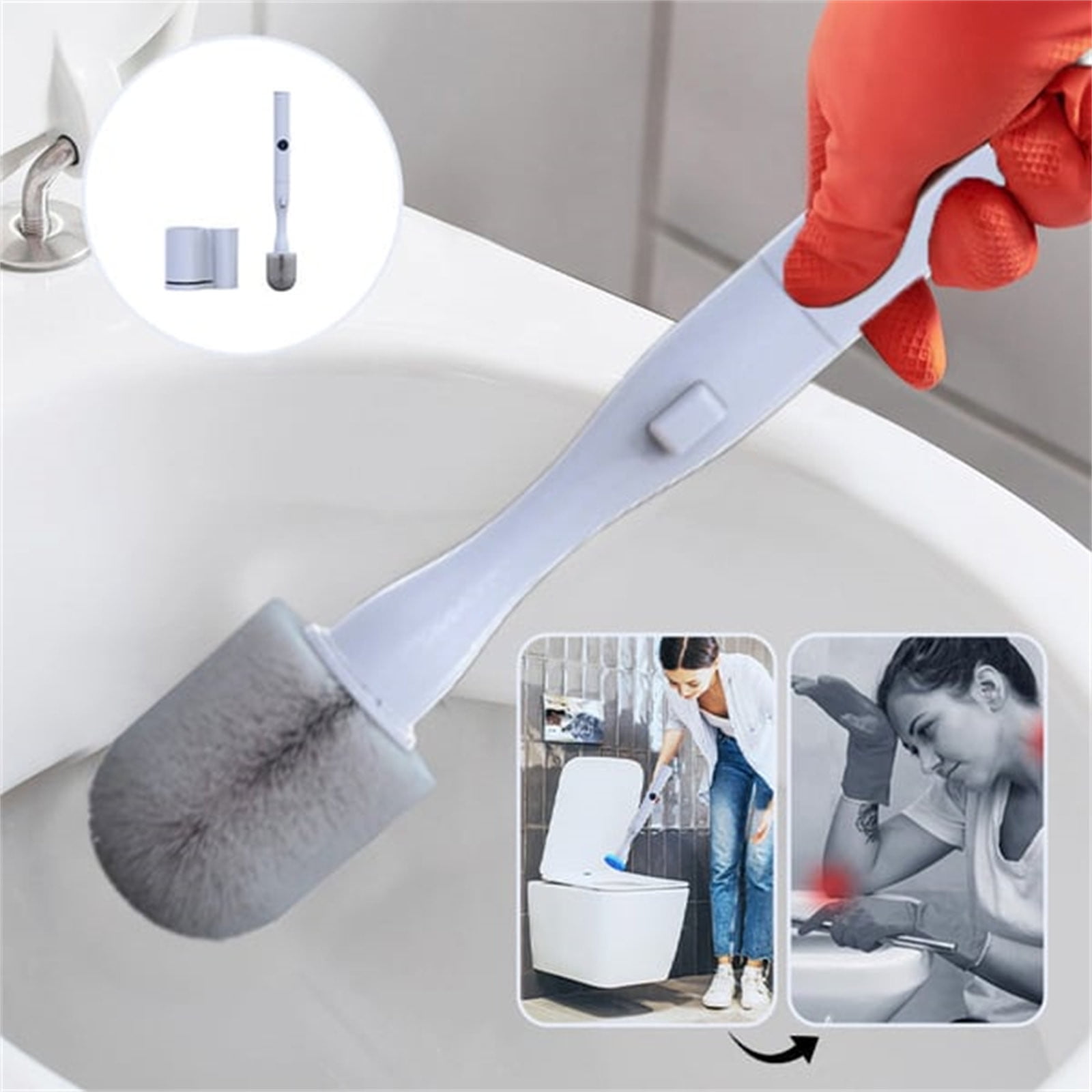 Xuniizn Toilet Brush and Holder Set with Drip Tray, Slim Vented Design & Strong Bristles for Bathroom Cleaning